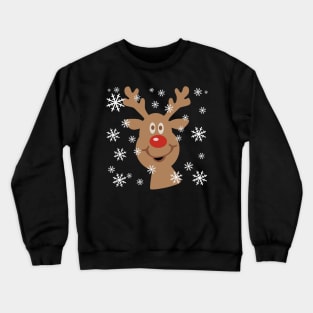 Smiling Christmas Reindeer In The Snow Crewneck Sweatshirt